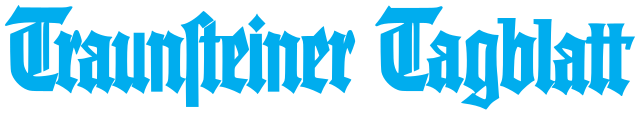 Schriftzug Traunsteiner Tagblatt in blauer Frakturschrift